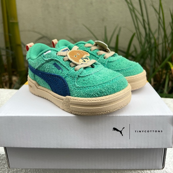 Puma Tiny Cotton Baby Sneakers in Green and Blue - Picture 1 of 4